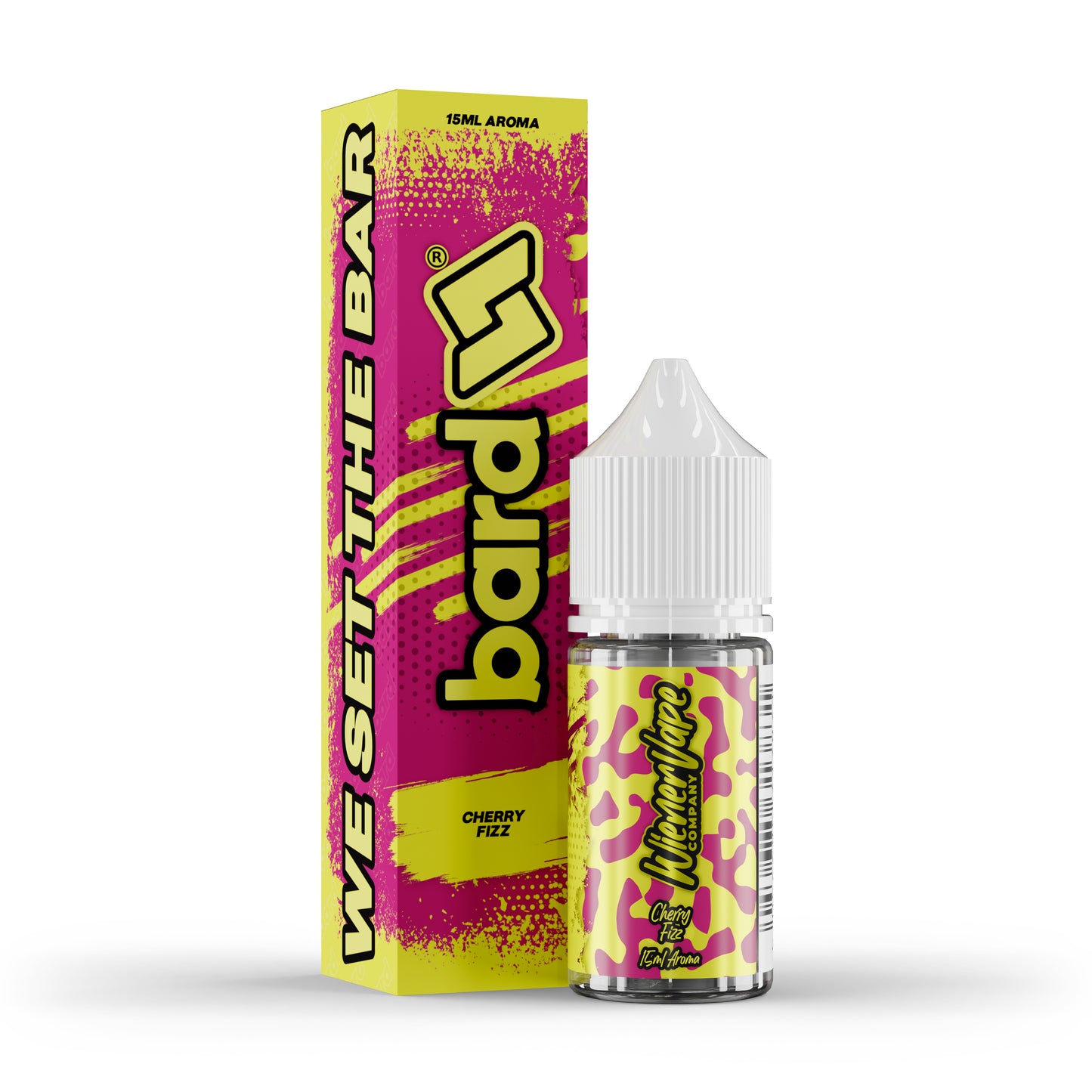 BARD X Wiener Vape Cherry Fizz salt/mTL 30ml e-liquid bottle with cherry flavor and vibrant packaging.
