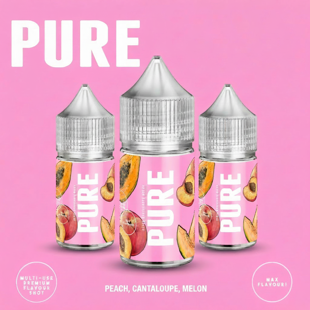 Pure Pink salt nicotine e-liquid by Emissary Elixirs in a 30ml longfill bottle, shown in a sleek packaging design.
