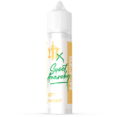 Cereal Milk salt e-liquid by Misfits x Sweet Anarchy in 60ml longfill bottle with flavor drops for vaping.