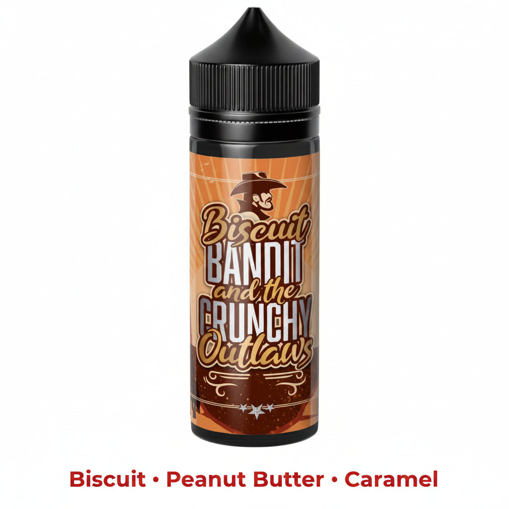 BISCUIT BANDIT 120ml Longfill e-liquid by WIENER VAPE featuring a biscuit flavor with a long-lasting vape experience