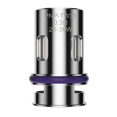 Voopoo PNP replacement coil for vaping, 0.3 ohm, shown in a pack of five coils designed for VOOPOO devices.