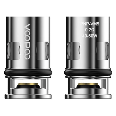 Voopoo PNP replacement coil for VOOPOO vape devices, showing a 0.2-ohm coil with a cylindrical shape and metal construction.