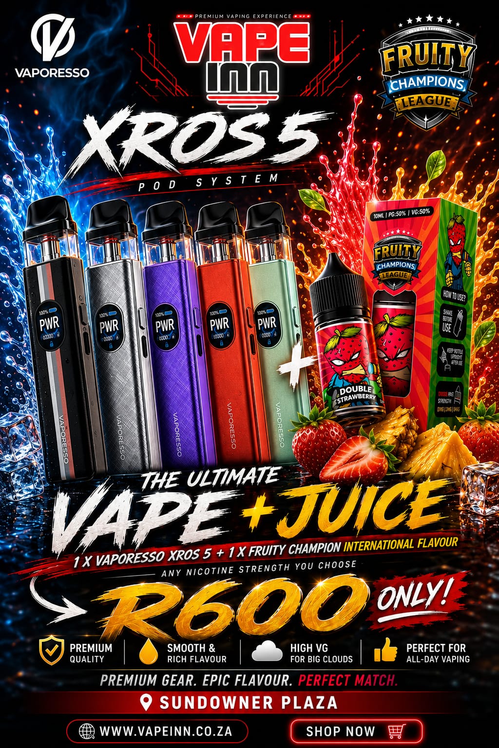 Fast Bundle Xros 5 E-Liquid combo deal featuring five bottles with colorful labels on a white background.