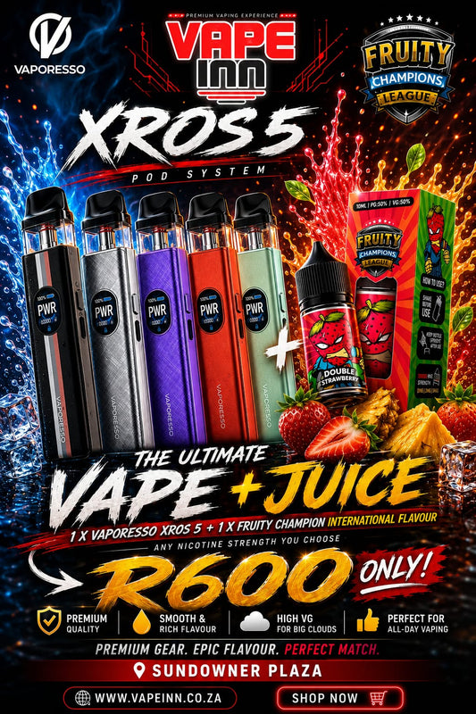 Fast Bundle Xros 5 E-Liquid combo deal featuring five bottles with colorful labels on a white background.