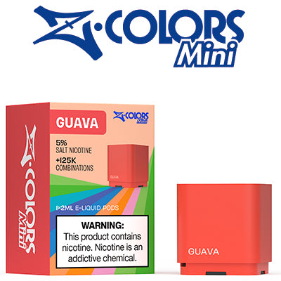ZLAB Z COLORS mini disposable flavor pod in guava, 50mg nicotine, compact and portable vaping device.
